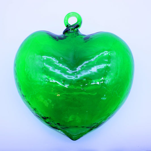Large blown glass heart green | Mexican Artisan
