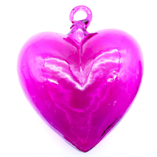 Large blown glass heart pink | Mexican Artisan