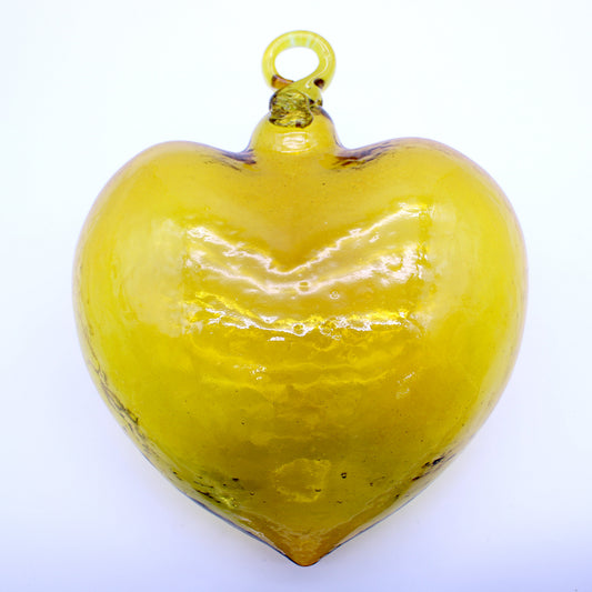 Large blown glass heart yellow | Mexican Artisan