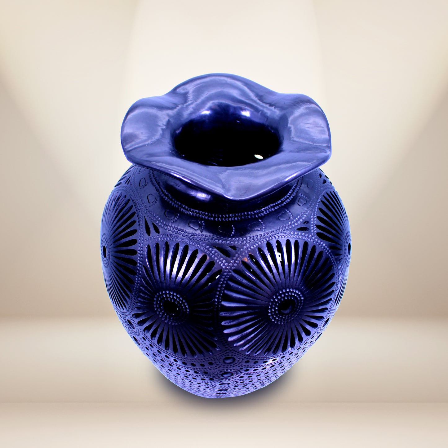 Large Hand-Carved Black Clay Tibor - Oaxacan Barro Negro | Authentic Mexican Pottery