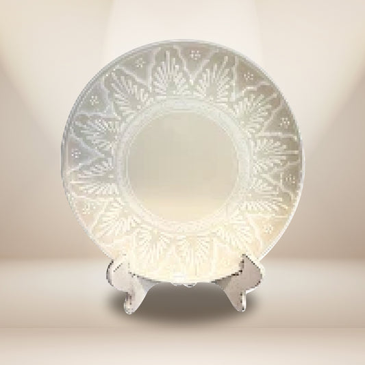 Hand-Painted Talavera Round Platter 9.5" - Beige & White | Authentic Mexican Pottery