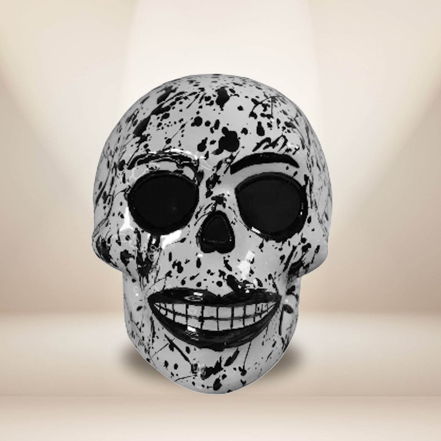 Hand-Painted Talavera Skull Black & White - Authentic Mexican Pottery | Day of the Dead Decor