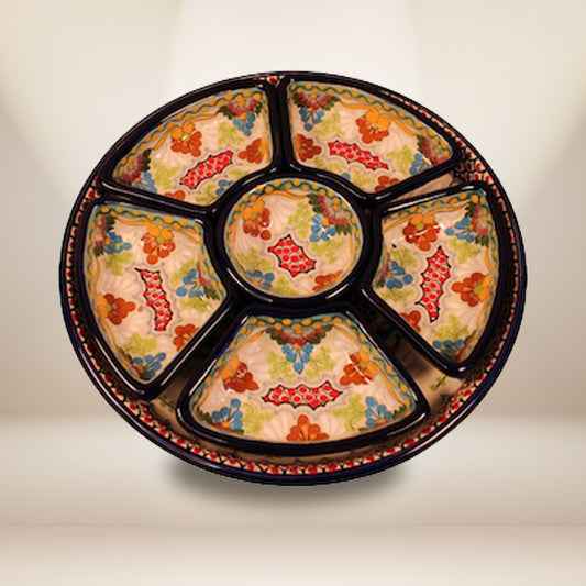 Hand-Painted Talavera Snack Platter 7 Pieces Set | Authentic Mexican Pottery