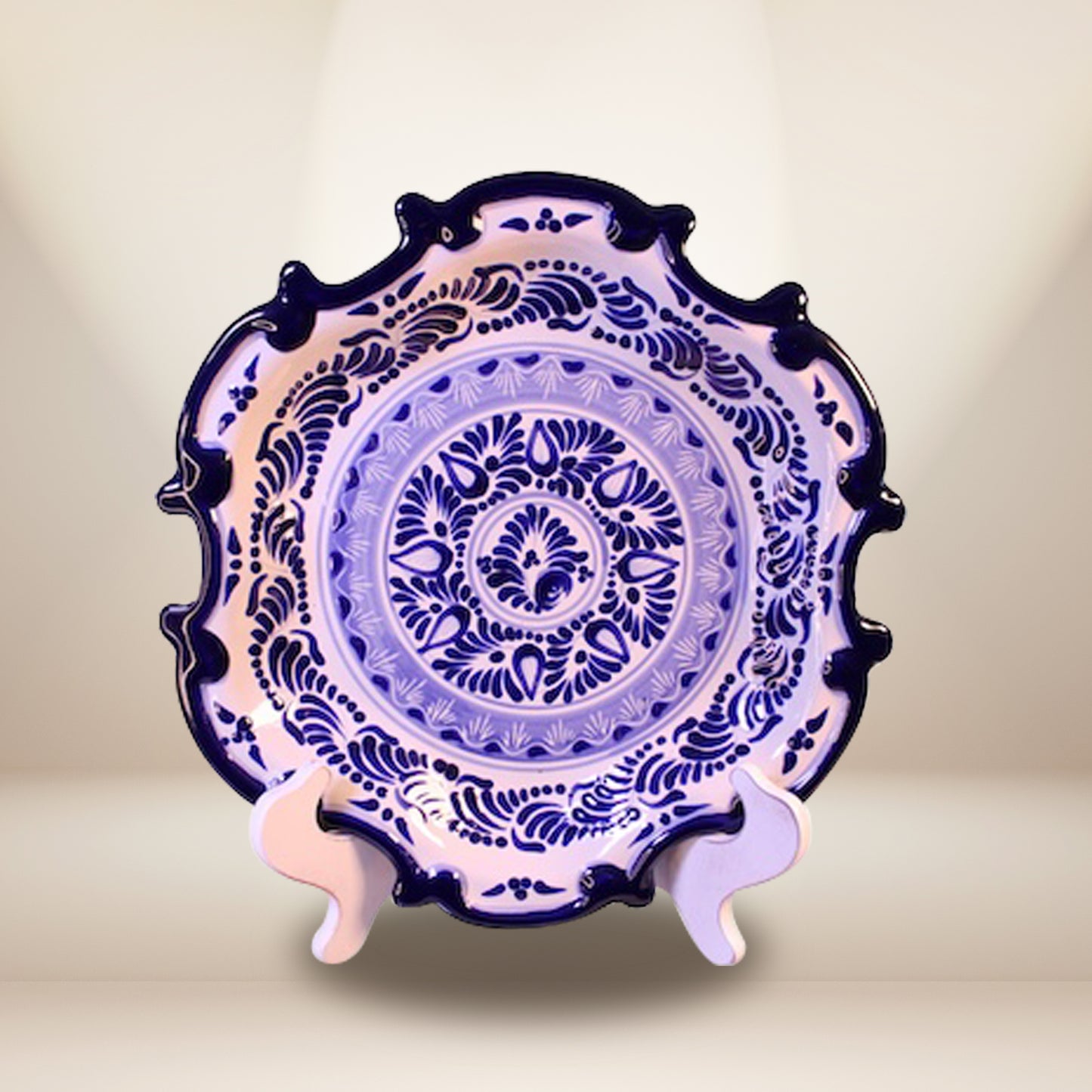 Hand-Painted Talavera Round Platter 14" - Drop Style | Authentic Mexican Pottery