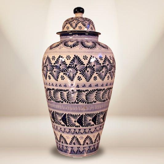 Hand-Painted Talavera Tibor Jar 23.5" - Authentic Mexican Pottery | Large Decorative Urn
