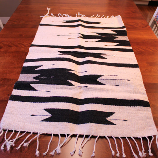 Wool rug large black & white
